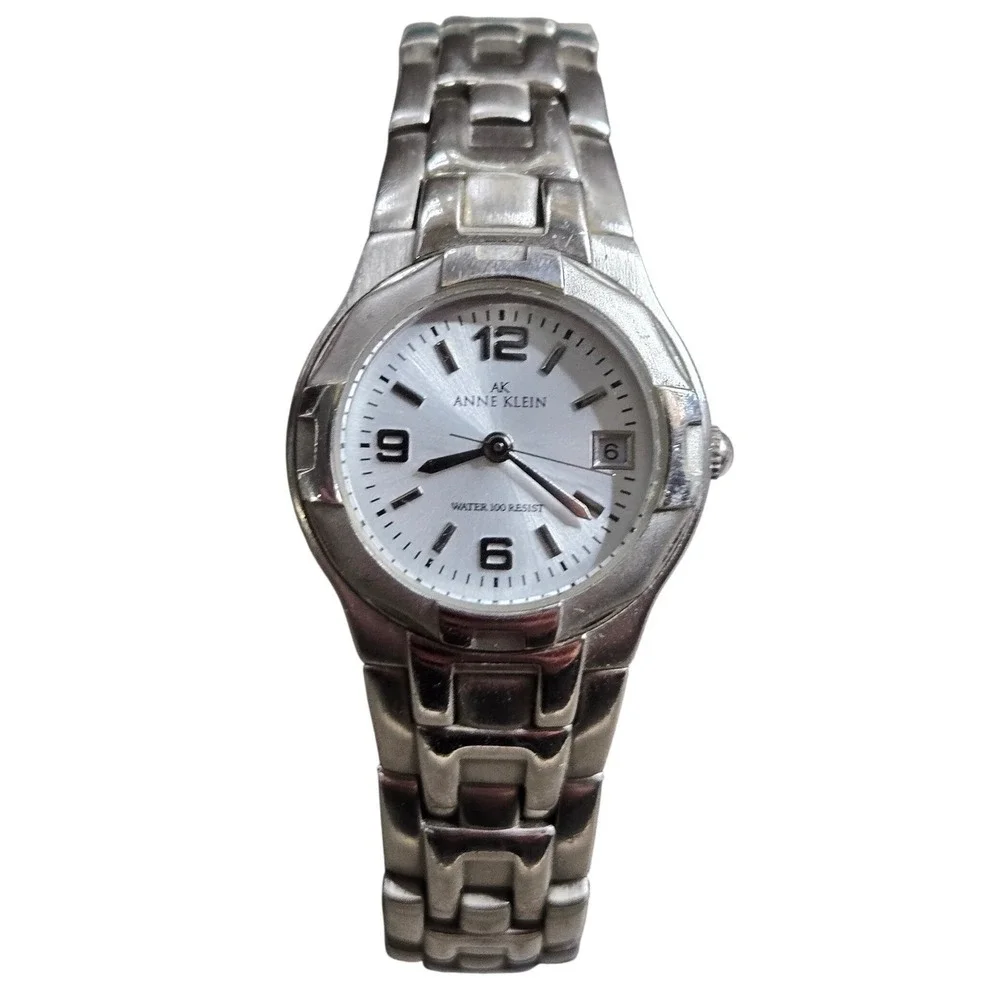 Anne Klein Women's Watch Silver Tone Stainless Steel Date Quartz Untested
